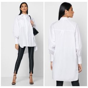 Topshop Oversize Poplin Shirt in White Button Down Classic Womens Size 4